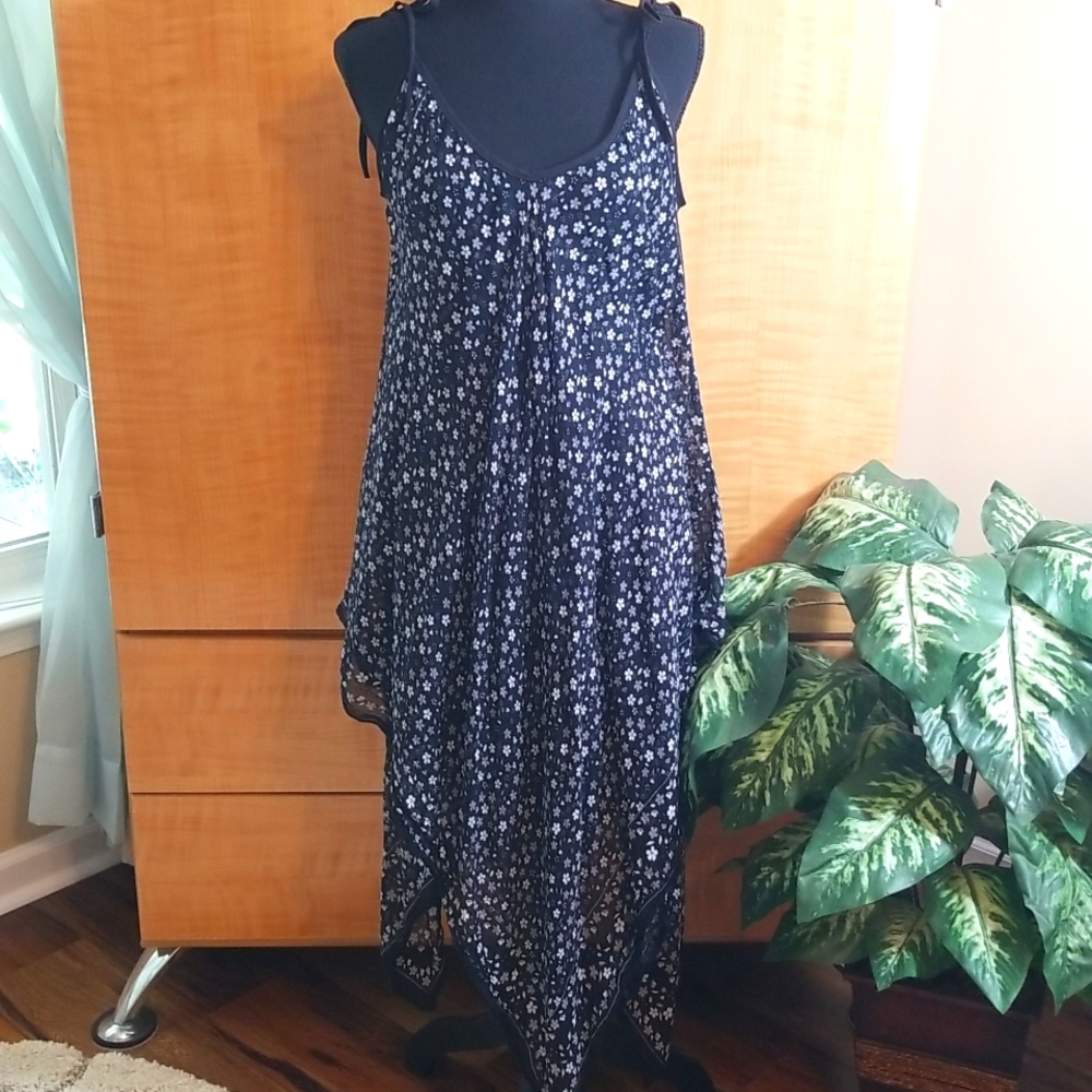 Black with white and gray flowers dress/cover up from Turkey.